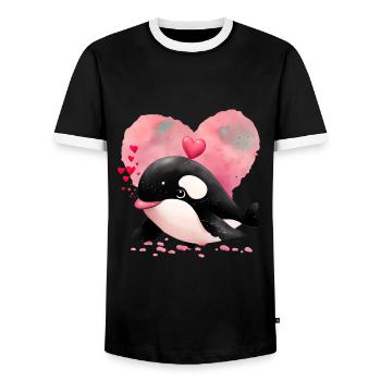 Wal Valentinstag Geschenk - Männer Kontrast-T-Shirt - Schwarz/Weiß - Vorne - AI Model Female 172 light (172cm) & AI Model Male 178 light (178cm)