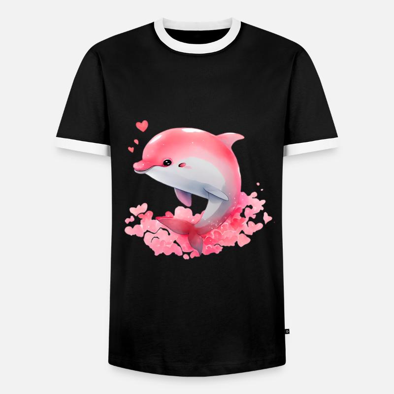 Dolphin Valentine's Day Gift - Men's Ringer Shirt - black/white