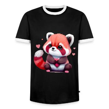 Panda Bear Cadeau de Saint-Valentin - T-shirt contrasté Homme - noir/blanc - Devant - AI Model Female 172 light (172cm) & AI Model Male 178 light (178cm)