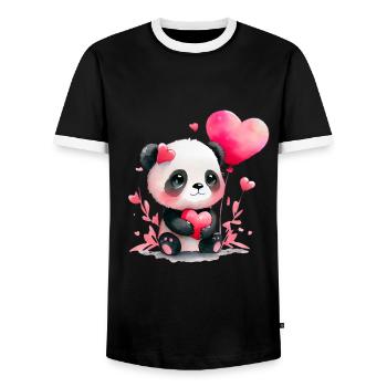 Panda Bear Cadeau de Saint-Valentin - T-shirt contrasté Homme - noir/blanc - Devant - AI Model Female 172 light (172cm) & AI Model Male 178 light (178cm)