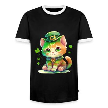 St Paddy's St Patricksday St Patrick Day - Men's Ringer Shirt - black/white - Front - AI Model Female 172 light (172cm) & AI Model Male 178 light (178cm)