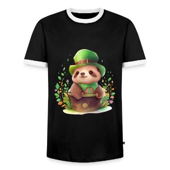 St Paddy's St Patricksday St Patrick Day - Men's Ringer Shirt - black/white - Front - AI Model Female 172 light (172cm) & AI Model Male 178 light (178cm)