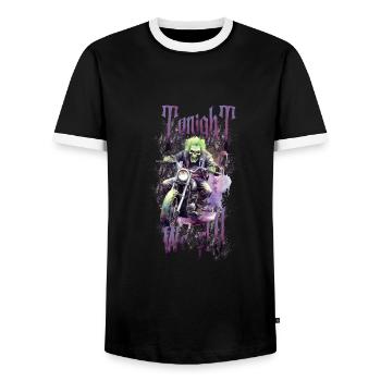 Halloween Pumpkin Horror - Men's Ringer Shirt - black/white - Front - AI Model Female 172 light (172cm) & AI Model Male 178 light (178cm)