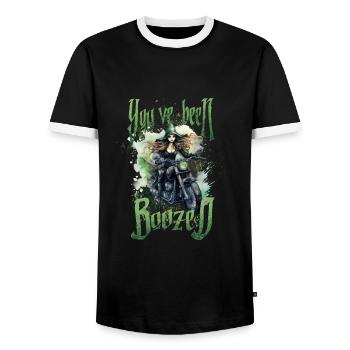 Halloween Pumpkin Horror - Men's Ringer Shirt - black/white - Front - AI Model Female 172 light (172cm) & AI Model Male 178 light (178cm)