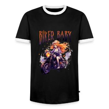 Halloween Pumpkin Horror - Men's Ringer Shirt - black/white - Front - AI Model Female 172 light (172cm) & AI Model Male 178 light (178cm)