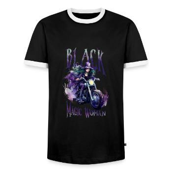 Halloween Pumpkin Horror - Men's Ringer Shirt - black/white - Front - AI Model Female 172 light (172cm) & AI Model Male 178 light (178cm)