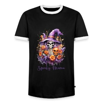 Halloween Pumpkin Horror - Men's Ringer Shirt - black/white - Front - AI Model Female 172 light (172cm) & AI Model Male 178 light (178cm)
