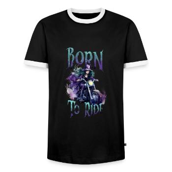 Halloween Pumpkin Horror - Men's Ringer Shirt - black/white - Front - AI Model Female 172 light (172cm) & AI Model Male 178 light (178cm)