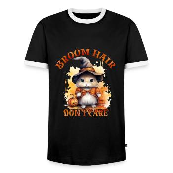 Halloween Pumpkin Horror - Men's Ringer Shirt - black/white - Front - AI Model Female 172 light (172cm) & AI Model Male 178 light (178cm)