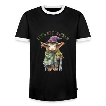 Halloween Pumpkin Horror - Men's Ringer Shirt - black/white - Front - AI Model Female 172 light (172cm) & AI Model Male 178 light (178cm)