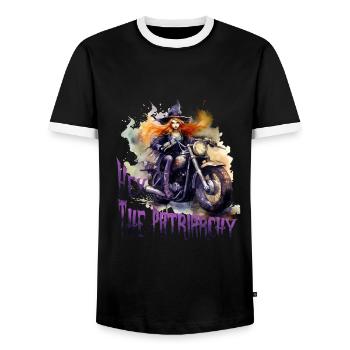 Halloween Pumpkin Horror - Men's Ringer Shirt - black/white - Front - AI Model Female 172 light (172cm) & AI Model Male 178 light (178cm)