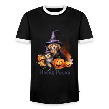 Halloween Pumpkin Horror - Men's Ringer Shirt - black/white - Front - AI Model Female 172 light (172cm) & AI Model Male 178 light (178cm)