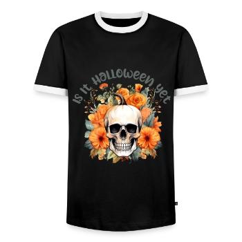 Halloween Pumpkin Horror - Men's Ringer Shirt - black/white - Front - AI Model Female 172 light (172cm) & AI Model Male 178 light (178cm)