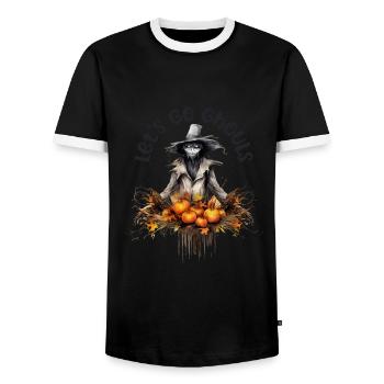 Halloween Pumpkin Horror - Men's Ringer Shirt - black/white - Front - AI Model Female 172 light (172cm) & AI Model Male 178 light (178cm)