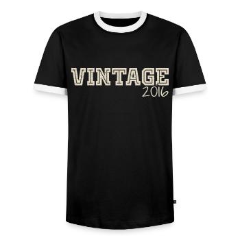 Vintage 2016 Original 2016 Retro 2016 Gift 2016 - Men's Ringer Shirt - black/white - Front - AI Model Female 172 light (172cm) & AI Model Male 178 light (178cm)