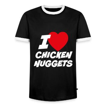 I Love Chicken Nuggets - Men's Ringer Shirt - black/white - Front - AI Model Female 172 light (172cm) & AI Model Male 178 light (178cm)