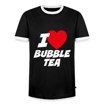 Ich liebe Bubble Tea - Männer Kontrast-T-Shirt - Schwarz/Weiß - Vorne - AI Model Female 172 light (172cm) & AI Model Male 178 light (178cm)