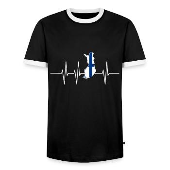 Heartbeat Finland gift home flag pulse - Men's Ringer Shirt - black/white - Front - AI Model Female 172 light (172cm) & AI Model Male 178 light (178cm)