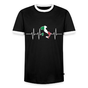 Heartbeat Italy Gift Patriot Home Pulse - Men's Ringer Shirt - black/white - Front - AI Model Female 172 light (172cm) & AI Model Male 178 light (178cm)