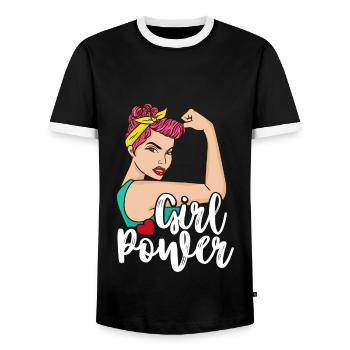 Girl Power Shirt Women's Rights Freedom Emanze - Men's Ringer Shirt - black/white - Front - AI Model Female 172 light (172cm) & AI Model Male 178 light (178cm)