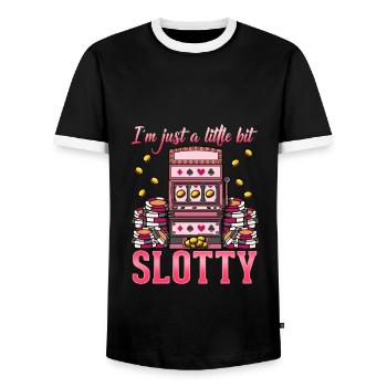 Slot Automat T-Shirt Casino Geld Glück Spieler Ass - Männer Kontrast-T-Shirt - Schwarz/Weiß - Vorne - AI Model Female 172 light (172cm) & AI Model Male 178 light (178cm)