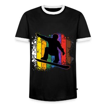 Snowboarding - Men's Ringer Shirt - black/white - Front - AI Model Female 172 light (172cm) & AI Model Male 178 light (178cm)