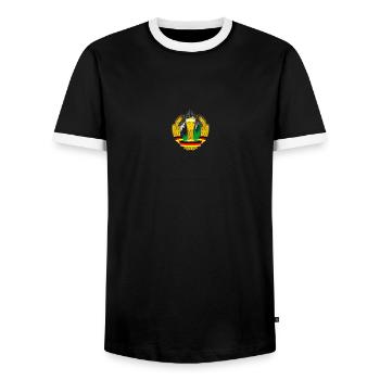 Unser Bier Logo - Männer Kontrast-T-Shirt - Schwarz/Weiß - Vorne - AI Model Female 172 light (172cm) & AI Model Male 178 light (178cm)