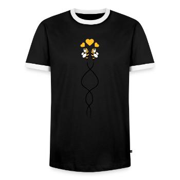 Bees Love - Men's Ringer Shirt - black/white - Front - AI Model Female 172 light (172cm) & AI Model Male 178 light (178cm)