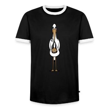 storch baby von vorne - Männer Kontrast-T-Shirt - Schwarz/Weiß - Vorne - AI Model Female 172 light (172cm) & AI Model Male 178 light (178cm)