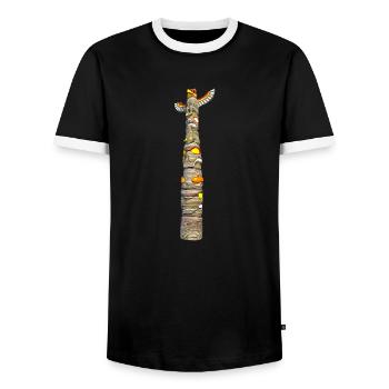 Totem pole - Men's Ringer Shirt - black/white - Front - AI Model Female 172 light (172cm) & AI Model Male 178 light (178cm)