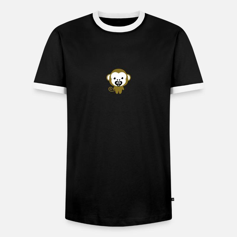 monkey with soother - Men's Ringer Shirt - black/white
