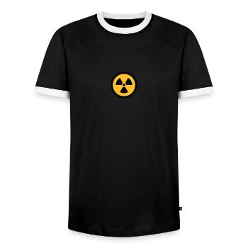 RADIOAKTIV - Männer Kontrast-T-Shirt - Schwarz/Weiß - Vorne - AI Model Female 172 light (172cm) & AI Model Male 178 light (178cm)