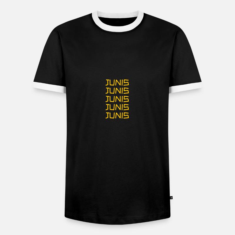 First name Junis - Men's Ringer Shirt - black/white