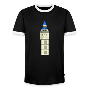 big ben design - Männer Kontrast-T-Shirt - Schwarz/Weiß - Vorne - AI Model Female 172 light (172cm) & AI Model Male 178 light (178cm)