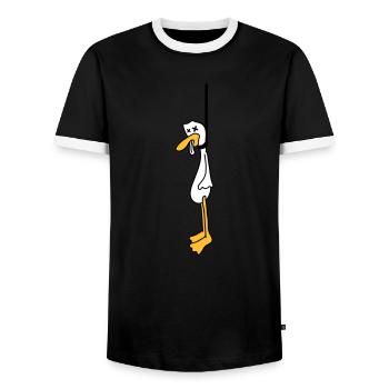 Hanged Duck - Männer Kontrast-T-Shirt - Schwarz/Weiß - Vorne - AI Model Female 172 light (172cm) & AI Model Male 178 light (178cm)