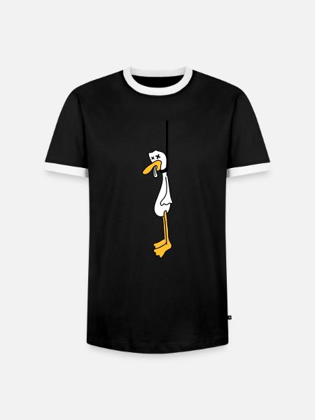Hanged Duck - Männer Kontrast-T-Shirt - Schwarz/Weiß
