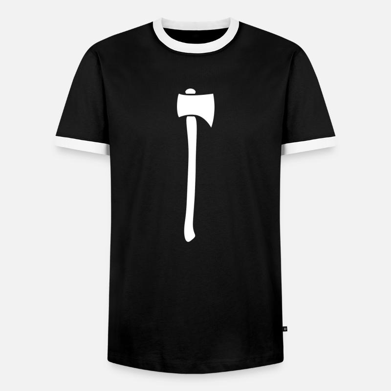 Axe wood chipper silhouette - Men's Ringer Shirt - black/white