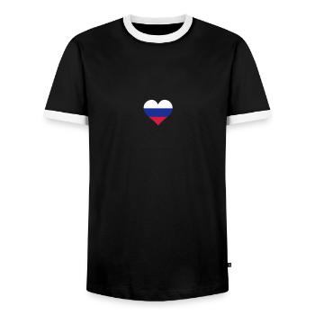 russland herz - Männer Kontrast-T-Shirt - Schwarz/Weiß - Vorne - AI Model Female 172 light (172cm) & AI Model Male 178 light (178cm)