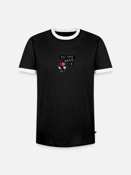 Farbkleckse,Tropfen und Herz - Männer Kontrast-T-Shirt - Schwarz/Weiß