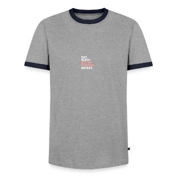 Amateur de jardinage fruitier pêche - T-shirt contrasté Homme - gris/marine  - Devant - AI Model Female 172 light (172cm) & AI Model Male 178 light (178cm)