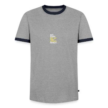 Hobby farmer pineapple cultivation - Men's Ringer Shirt - grey/navy  - Front - AI Model Female 172 light (172cm) & AI Model Male 178 light (178cm)