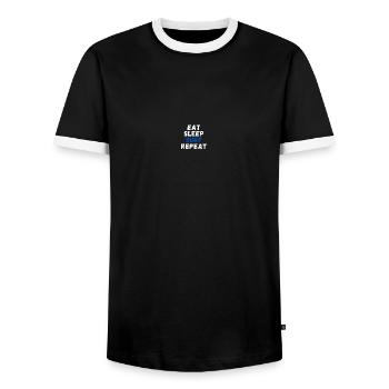 Manger Dormir Surf Répéter - Surfer’s Life - T-shirt contrasté Homme - noir/blanc - Devant - AI Model Female 172 light (172cm) & AI Model Male 178 light (178cm)