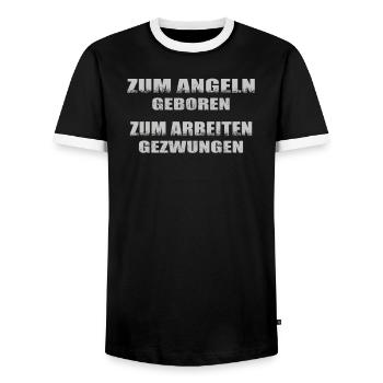 Angler Geschenkidee Hobby Angeln - Männer Kontrast-T-Shirt - Schwarz/Weiß - Vorne - AI Model Female 172 light (172cm) & AI Model Male 178 light (178cm)