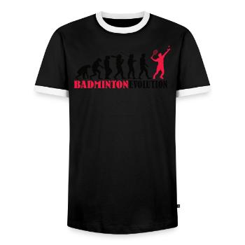 Badminton Spieler Geschenkidee Design - Männer Kontrast-T-Shirt - Schwarz/Weiß - Vorne - AI Model Female 172 light (172cm) & AI Model Male 178 light (178cm)