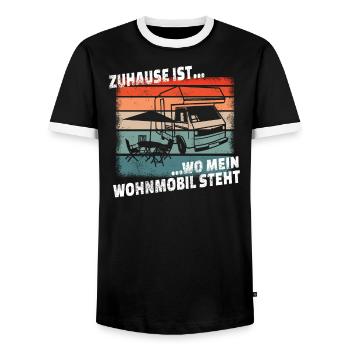 Camper Gift Idea Camping - Men's Ringer Shirt - black/white - Front - AI Model Female 172 light (172cm) & AI Model Male 178 light (178cm)