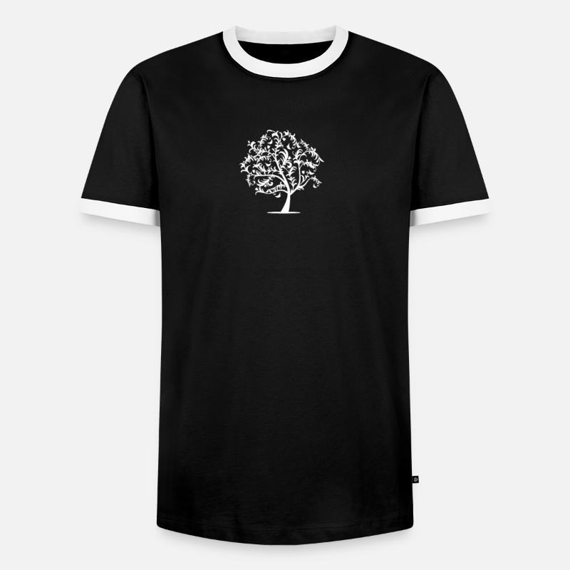 Tree Deciduous Tree T-Shirt - Men's Ringer Shirt - black/white