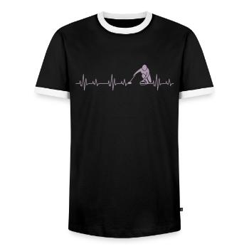 Idées cadeaux Curling Heartbeat - T-shirt contrasté Homme - noir/blanc - Devant - AI Model Female 172 light (172cm) & AI Model Male 178 light (178cm)