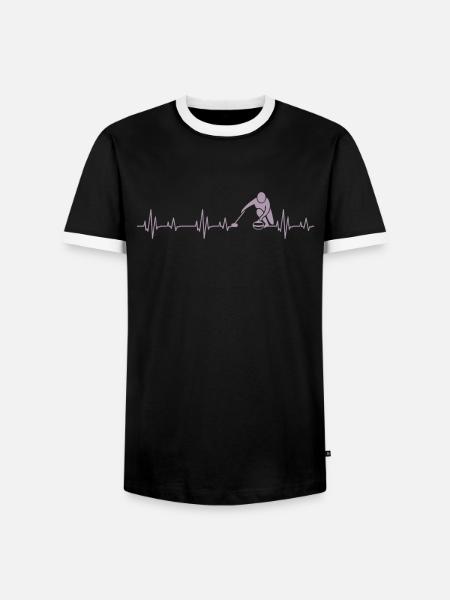 Idées cadeaux Curling Heartbeat - T-shirt contrasté Homme - noir/blanc