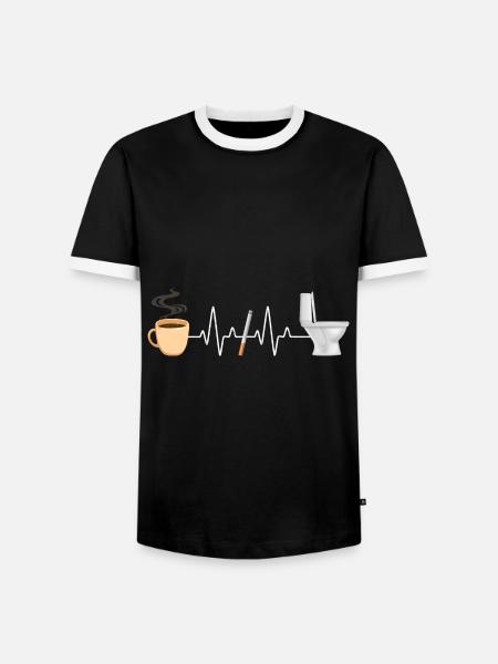 Kaffee Zigarette Toilette Witzig Raucher - Männer Kontrast-T-Shirt - Schwarz/Weiß