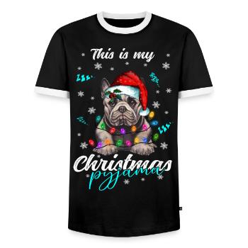 lustig Französische Bulldogge Weihnachten Weihnach - Männer Kontrast-T-Shirt - Schwarz/Weiß - Vorne - AI Model Female 172 light (172cm) & AI Model Male 178 light (178cm)